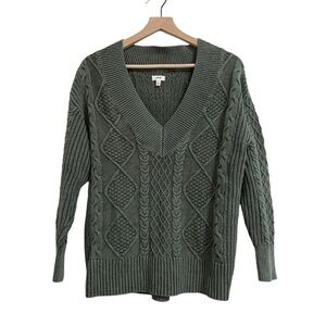 Aerie khaki cable knit sweater